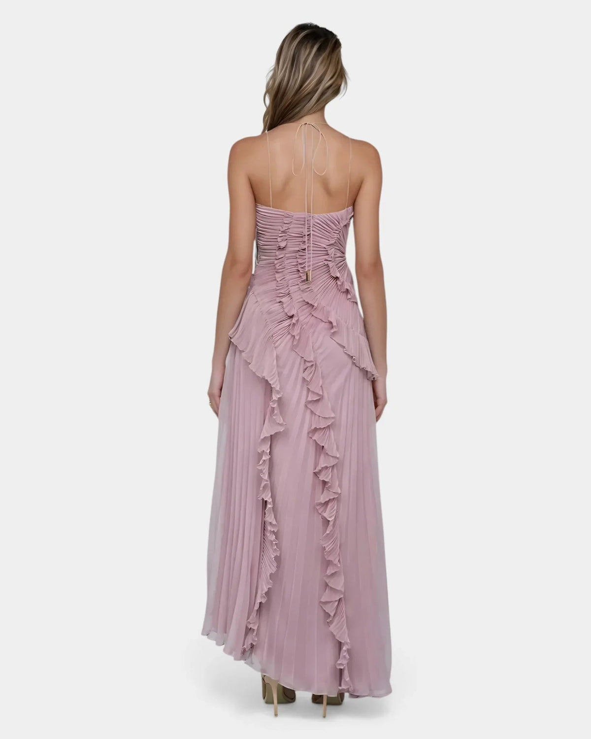 Féodora I Asymmetrical Maxi Dress in Lavender with Ruffles