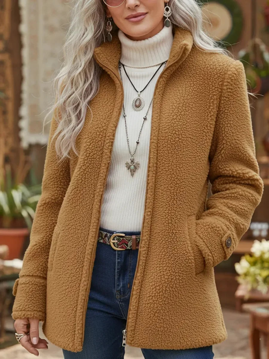 Annelies | soft mid-length coat with zipper
