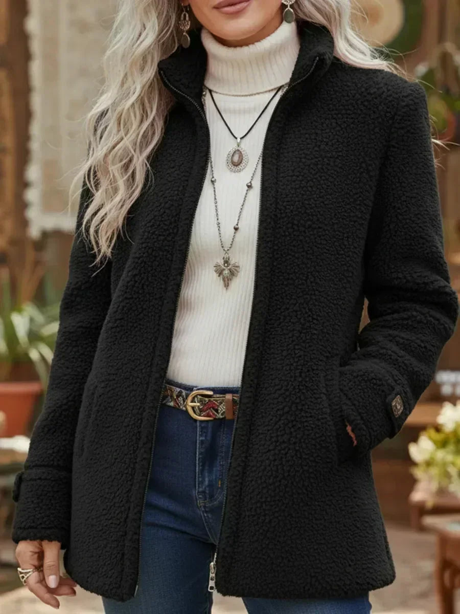 Annelies | soft mid-length coat with zipper