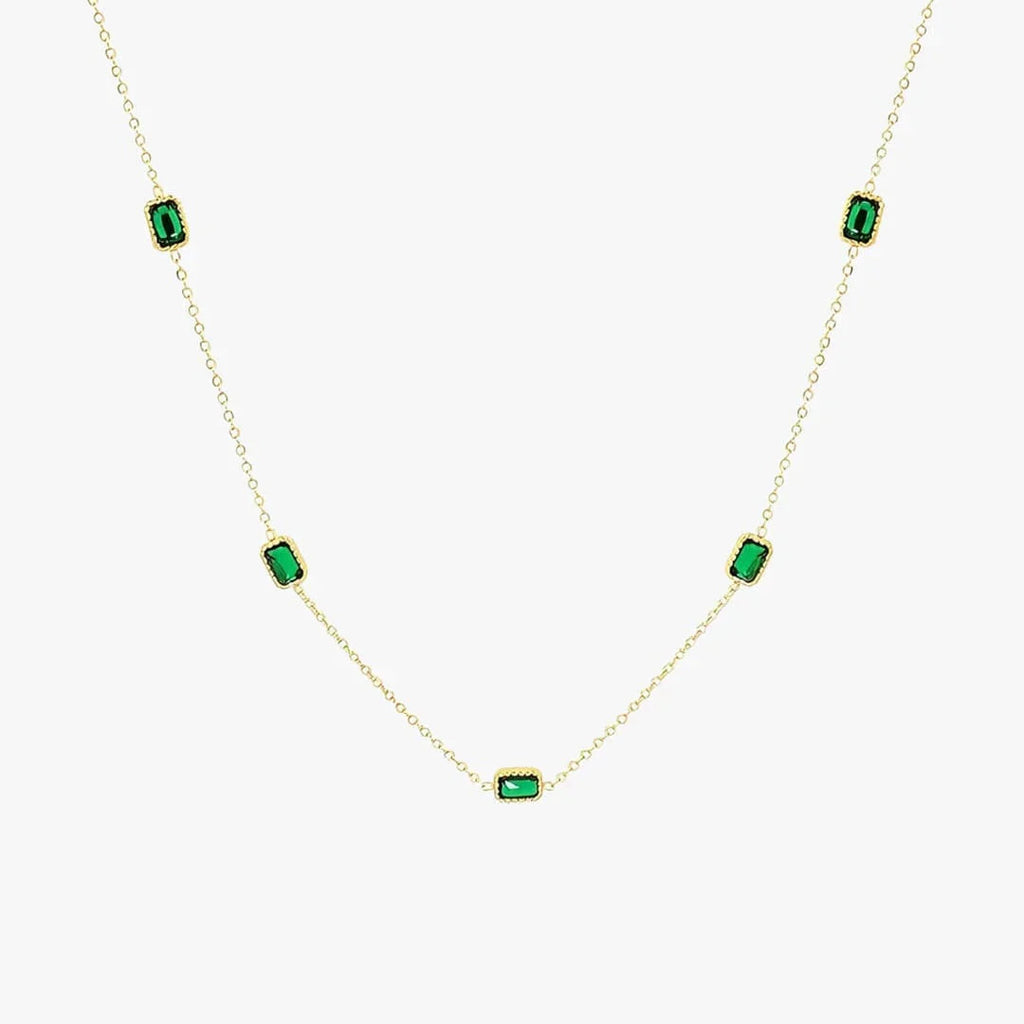 Apolline | Gold Chain Necklace with Green Stone