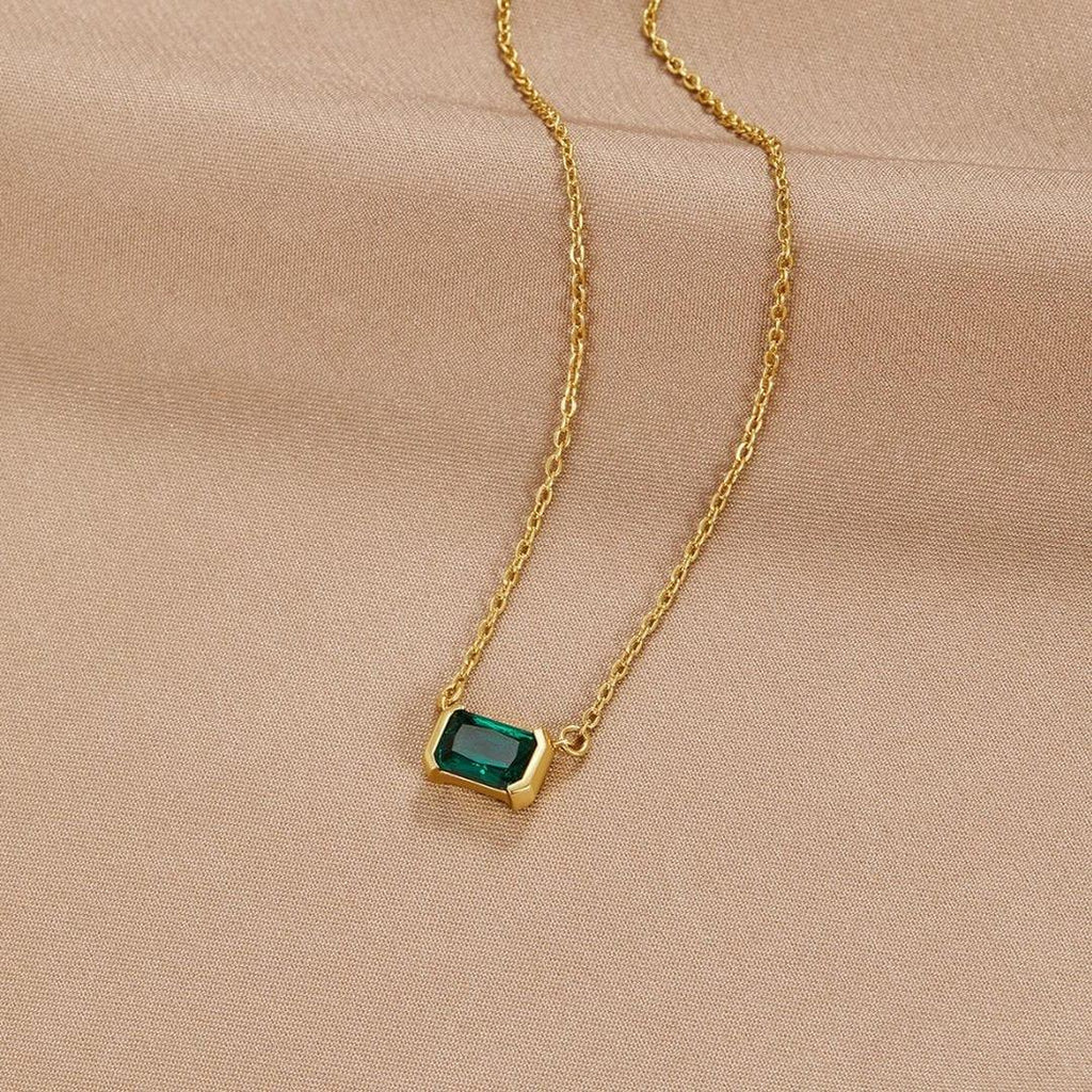 Flower | Green Emerald Gold Necklace