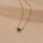 Flower | Green Emerald Gold Necklace