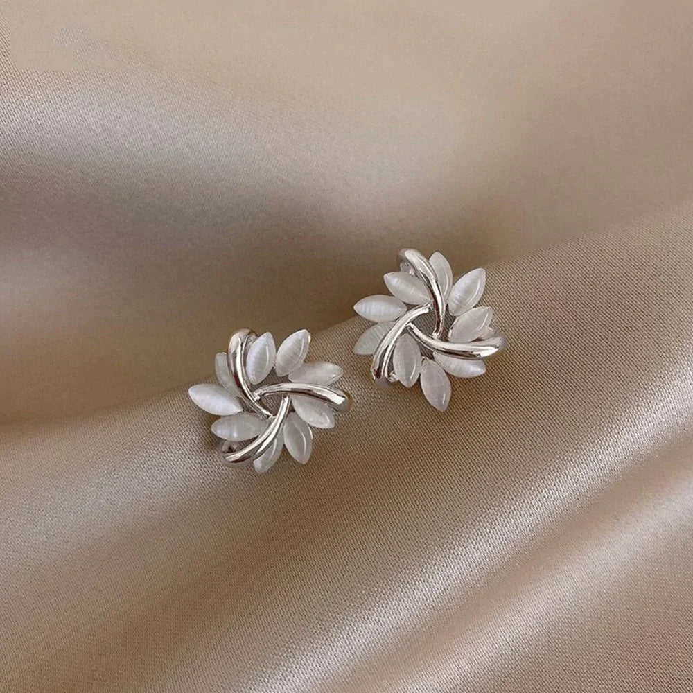 Charlotte | Gold Earrings with Opal Flowers