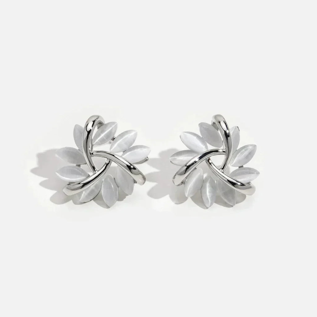 Charlotte | Gold Earrings with Opal Flowers