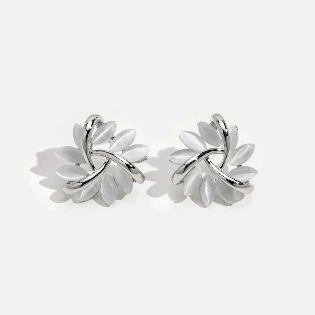 Charlotte | Gold Earrings with Opal Flowers